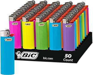 BIC Classic Lighters, Pocket Lighter Style, 50 Count Tray, Assorted Colors