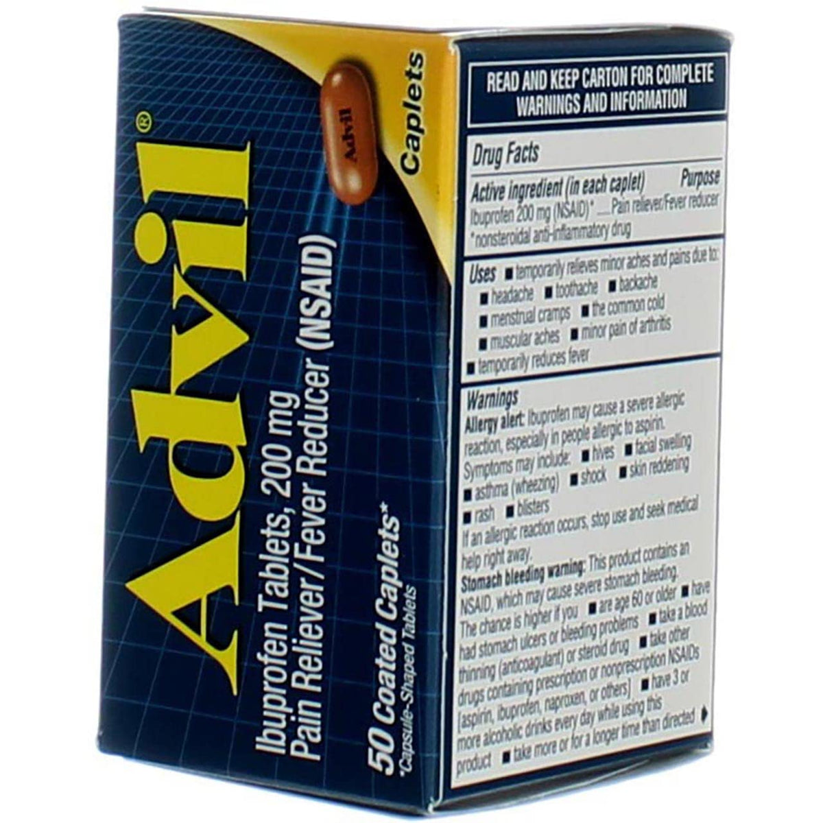 Caplets 50 Ct (12 Pack) by Advil – Pack of 12, Model 016030