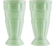 Tablecraft Coca-Cola Jadeite Malt Cup 16 oz, Set of 2, Green