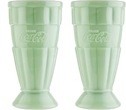 Tablecraft Coca-Cola Jadeite Malt Cup 16 oz, Set of 2, Green
