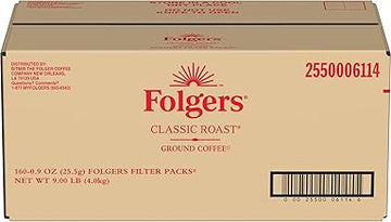 Folgers Classic Roast Filter Packs, Ground Coffee, Medium Roast, 0.9 Ounces, Pack of 160
