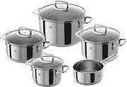 ZWILLING 5-Piece Pot-Set, with 4 Lids, Suitable for Induction, Stainless Steel, Quadro,60 x 50 x 30 cm, Silver
