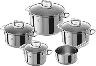 ZWILLING 5-Piece Pot-Set, with 4 Lids, Suitable for Induction, Stainless Steel, Quadro,60 x 50 x 30 cm, Silver