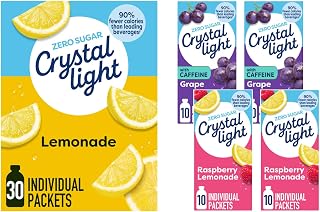 Crystal Light Sugar-Free Variety Pack – 5 Total Items: (2) Grape (10 CT), (2) Raspberry Lemonade (10 CT) On-The-Go & (1) Lemonade Canister (8 OZ) – Sugar-Free Drink Mix (Variety Pack)