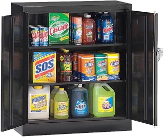 Tennsco Counter Height Cabinet, Unassembled, Black