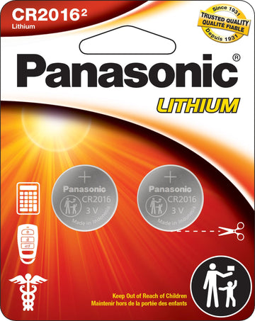 CR2016 3.0 Volt Long Lasting Lithium Coin Cell Batteries in Child Resistant by Panasonic – 2 Count (Pack of 1), Other, Silver, Pack of 2, Model CR2016PA/2BL