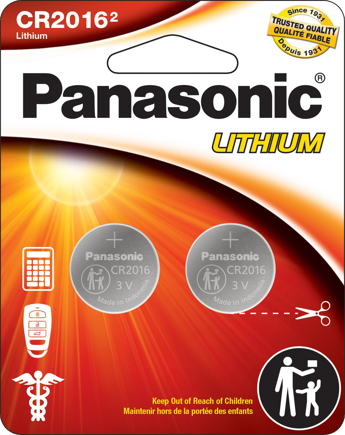 Panasonic 2 Count (Pack of 1) / Battery / Silver Household Batteries