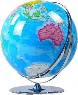 POCHY Beautiful Globe Globe 3D Three-Dimensional Rotating Globes 16.5 Inches World Globe for Students Home School Education Geographic Globes Fine and Clear