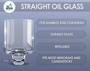 Ner Mitzvah Glass Oil Cups for Menorah, Size 10, Clear, 9 Pack