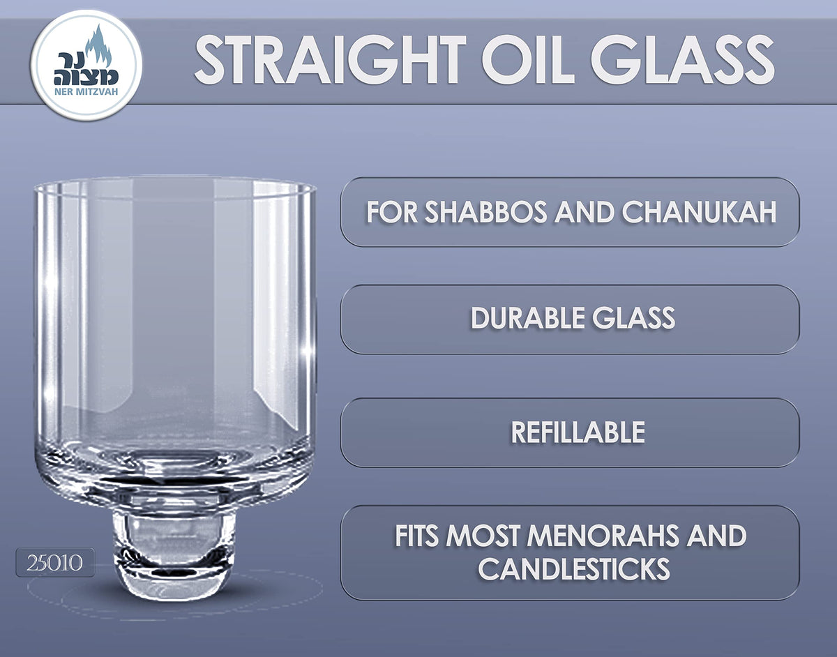 Ner Mitzvah Glass Oil Cups for Menorah, Size 10, Clear, 9 Pack
