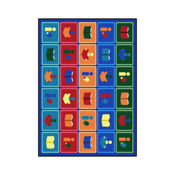 Library Blocks Rug by Joy Carpets – 10'9" x 13'2" (Rectangular), Nylon, Multi Color, Model 1785G