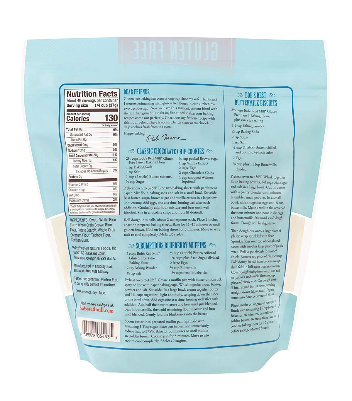 1 To 1 Baking Flour (Pack of 2) by Bob's Red Mill – 4 Pound (Pack of 2), Pack of 2