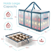 Hearth & Harbor Ornament Storage Box, Holds 128 Ornaments, Clear