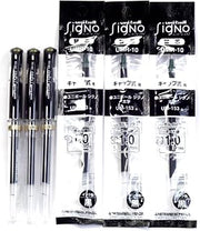 Uni-Ball Signo Broad Point Gel Impact Pen Black Ink (UM153.24), 3 pens + Refill (UMR10.24)×3 Packs/total 3 Refills Set (Japan Import)