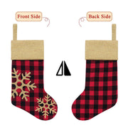 Bunny Chorus Christmas Stockings, 18 Inch Red Black Buffalo Plaid, Set of 6