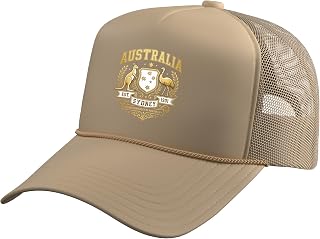 Australia Sydney Est. 1901 Heraldic Kangaroo Emu Emblem Trucker Hat with Adjustable Mesh Back