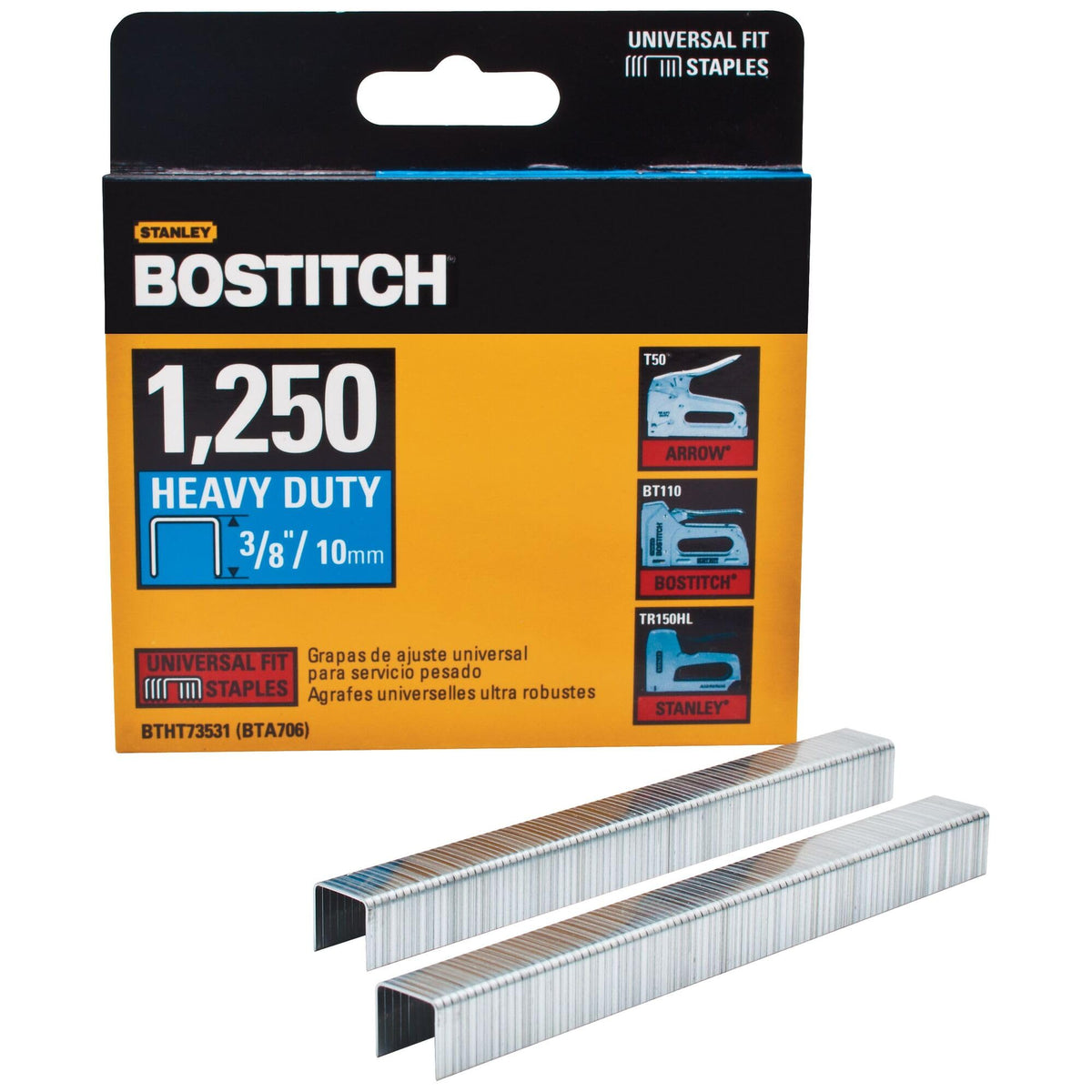 Staples, Heavy Duty, 3/8 Inch, 1250 Piece () by Bostitch – One Size, Metal, Silver, Model BTHT73531