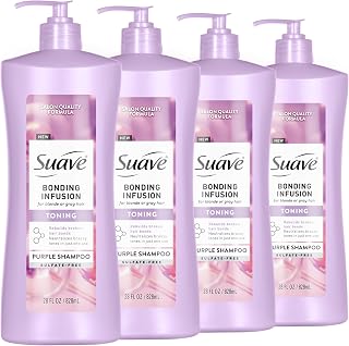 Suave Bonding Infusion Purple Toning Shampoo, Amino Acids, 28 fl oz, 4-Pack