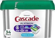 Cascade Platinum Dishwasher Pods, Dishwasher Detergent, Dish Detergent Soap, Fresh, 34 count