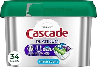 Cascade Platinum Dishwasher Pods, Dishwasher Detergent, Dish Detergent Soap, Fresh, 34 count