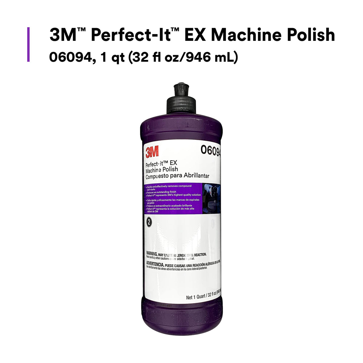 Perfect-It EX Machine Polish by 3M – 1 Quart, Aluminum Oxide, White, Model 06094