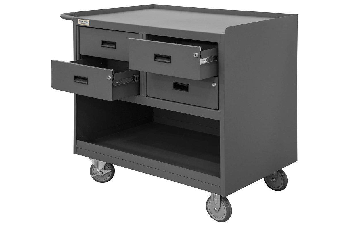 Mobile Bench Cabinet by Durham – 24.25"W x 36.375"H x 26"D, Alloy Steel, Grey, Model 3120-95