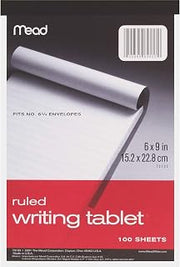 Mead 6 x 9 Inch 100-Sheet White Ruled Writing Tablet Notepad (70102)