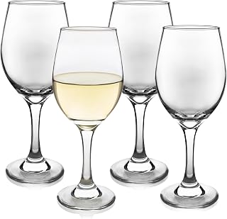 Libbey Classic White Wine Glasses Set of 4, Casual, Modern Stemmed Wine Glasses, Classy Drinking Glass Cups Set for Weddings, Intimate Gatherings