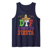 DTF Down To Fiesta Shirt Funny Cinco De Mayo Mexican Party Tank Top by Funny DTF Down To Fiesta Tees – Cotton, Blue, Model AXS6CE9660F