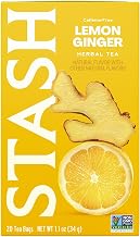 Stash Tea Lemon Ginger Vitality Herbal Tea - Naturally Caffeine Free, Non-GMO Project Verified Premium Tea with No Artificial Ingredients, 20 Count (Pack of 6) - 120 Bags Total