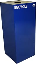 Witt Industries 36GC04-BL GeoCube Recycling Receptacle with Combination Slot/Round Opening, Steel, 36 gal, Blue