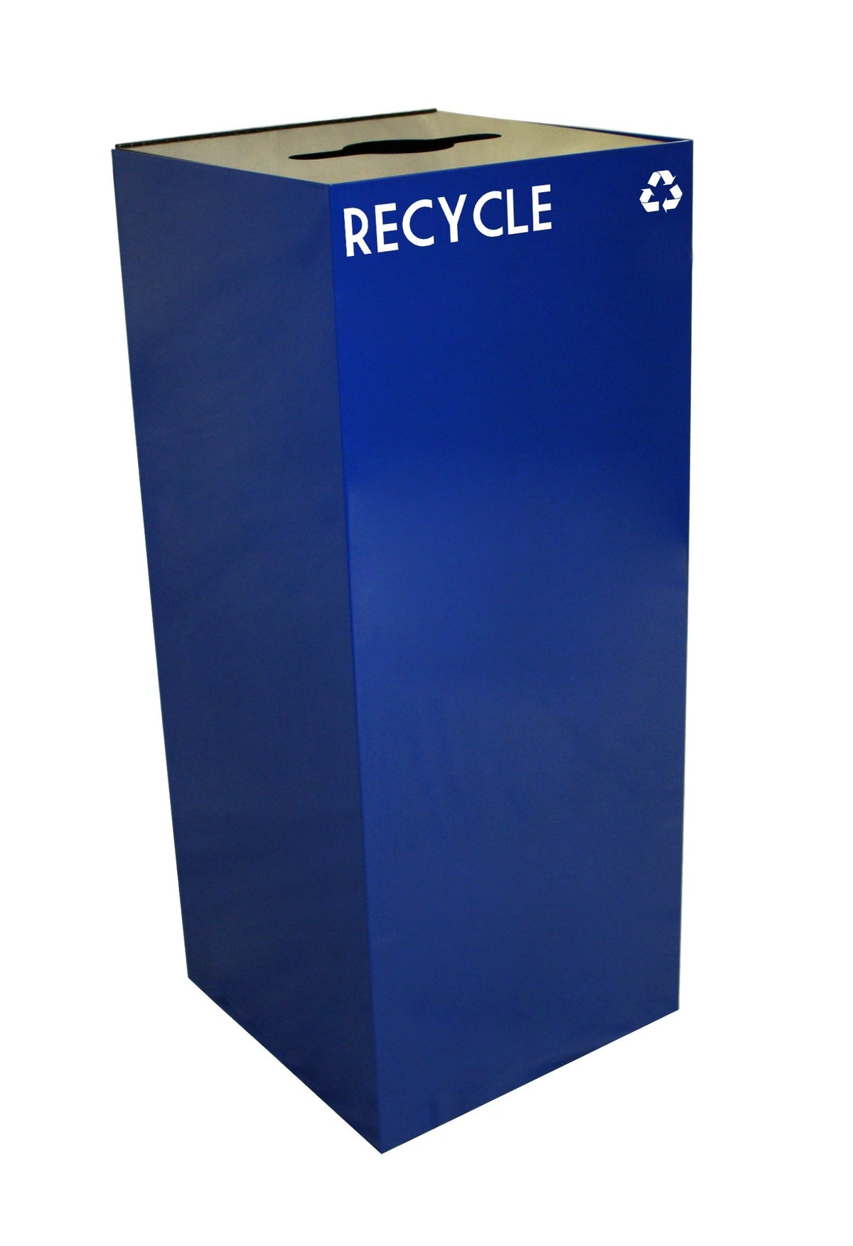 GeoCube Recycling Receptacle with Combination Slot/Round Opening by Witt Industries – 36-gallon, 36.0 gallons, Steel, Blue, Model 36GC04-BL