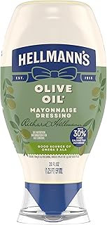 HELLMANN'S Olive Oil Mayonnaise 20 oz, Mayo Squeeze, Sandwich Spread, 1PK