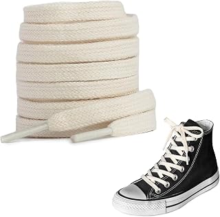UamGlsob Cotton Shoelaces for Converse Chuck Taylor, Chuck 70, Jack Purcell | 5/16"(8mm), Flat Dense Cotton Weave Shoe Strings Replacement Laces, Low-Shine Finish, Secure Knot Hold