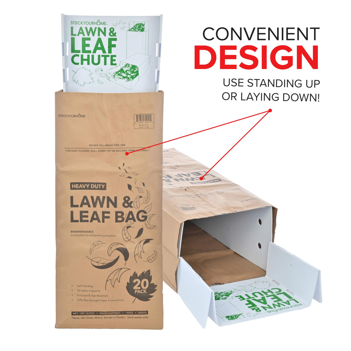 Lawn and Leaf Chute by Stock Your Home – 1 Count (Pack of 1), 1.5 pounds, Plastic, White