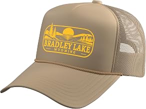 Bradley Lake Wyoming Outdoors Vintage Trucker Hat with Adjustable Mesh Back