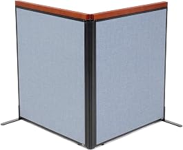 Global Industrial 36-1/4"W x 43-1/2"H Deluxe Freestanding 2-Panel Corner Room Divider, Blue