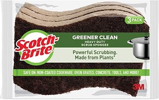 Scotch-Brite Greener Clean Heavy-Duty Scrub Sponge, 4.5 X 2.7, 0.6" Thick, Light Brown, 3/pack