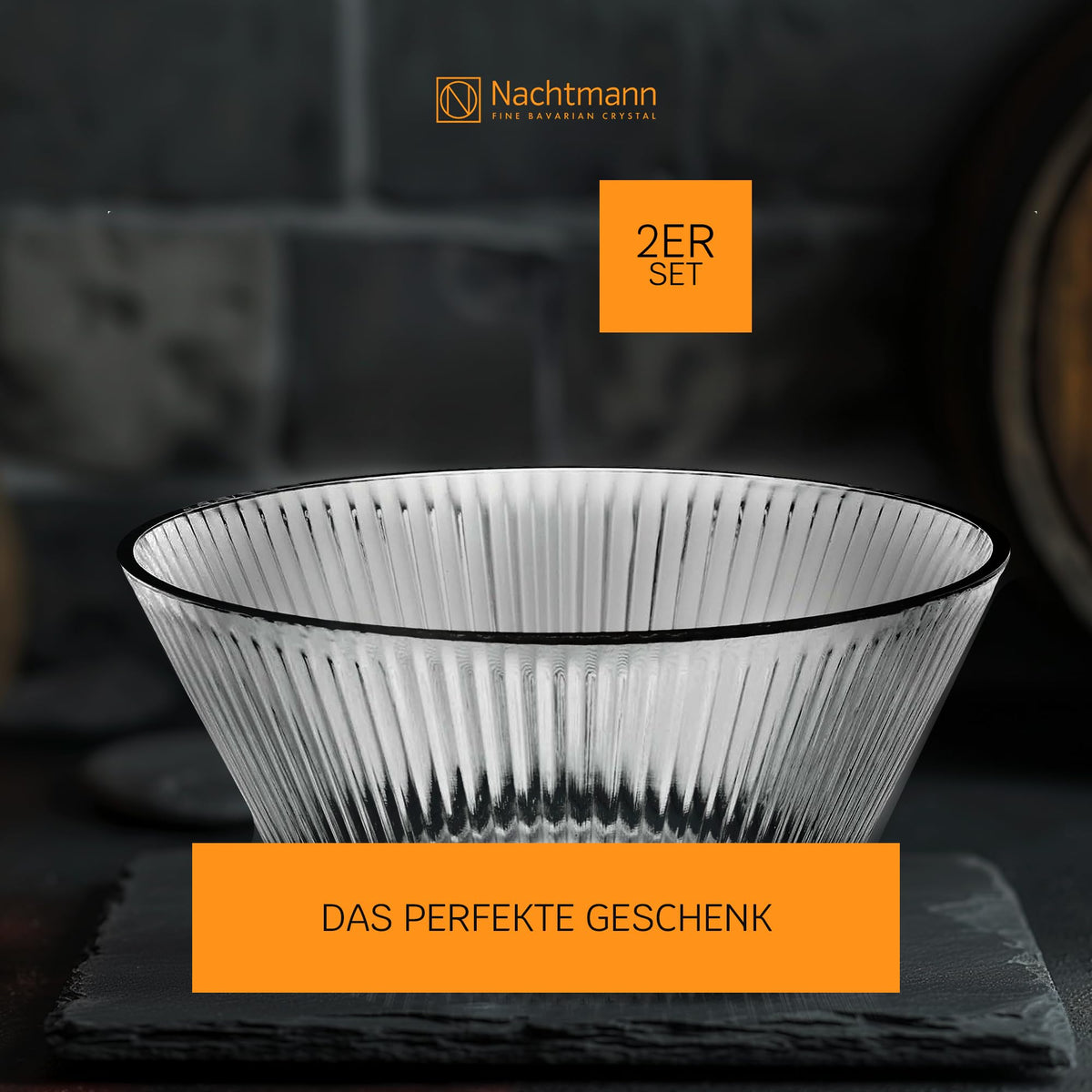 Classic Design Bowl with Functional Elegance for Salads and Sides by by Nachtmann – 1, Glass, Transparent, Pack of 2, Model 105576