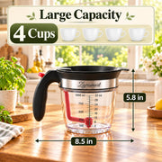 Zigrismart Fat Separator and Batter Dispenser, 4-Cup 1000ml, Black