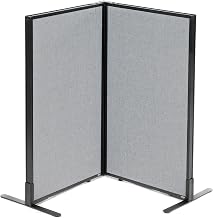 Global Industrial 24-1/4"W x 42" H Freestanding 2-Panel Corner Room Divider, Gray