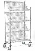 Nexel Chrome Slant Wire Shelving Truck, 4 Shelves, 48" W x 24" D x 69" H