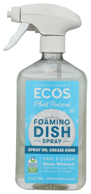 Free & Clear Foaming Dish Spray by ECOS – 17 Fl Oz (Pack of 1), Model 0749174094292