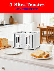 4-Slice Toaster by Betty Crocker – 4-Slice, Plastic, White, Model BC-5635W