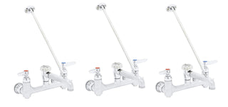 B-0665-BSTR Service Sink Faucet. 8" Wall Mount with Built in Stops by T&S Brass – Pack of 3, Brass, Silver
