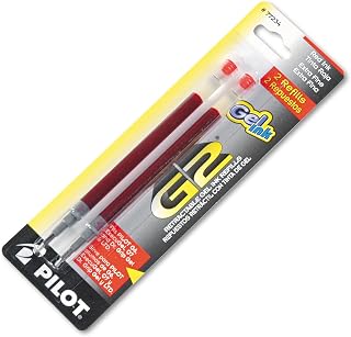 Pilot, G2 Gel Ink Refills, Extra Fine Point 0.5 mm, Red, Pack of 2