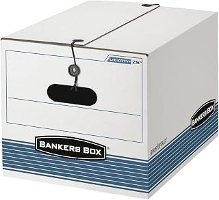 Bankers Box 12-Pack String & Button Medium-Duty File Box, Letter/Legal | Keep important records buttoned up with secure closure, FastFold setup, reinforced handles, and stackable strength.