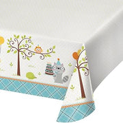 Creative Converting All Over Print Plastic Tablecover, 54 x 102", Happy Woodland, Boy