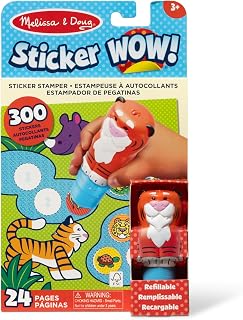 Melissa & Doug Sticker Wow!™ 24-Page Activity Pad and Sticker Stamper, 300 Stickers, Arts and Crafts Fidget Toy Collectible Character – Tiger - for Kids Ages 3+ - FSC Certified