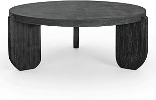 Starlight Canyon Home Black Coffee Table, Dark Chocolate Acacia Legs, Black Surface, Distressed Semi-Gloss Finish, Contemporary Design, Single Piece